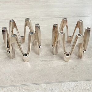 Set of 2 Dansk Candle Holder Crown Candelabra Jens Quistgaard Silverplate Danish